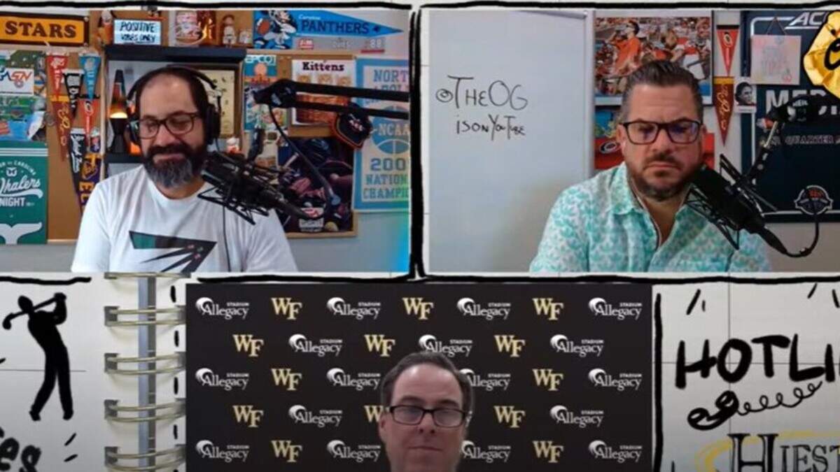 Wake Forest AD John Currie joined Joe Ovies (left) and Joe Giglio (right) on the O+G podcast.