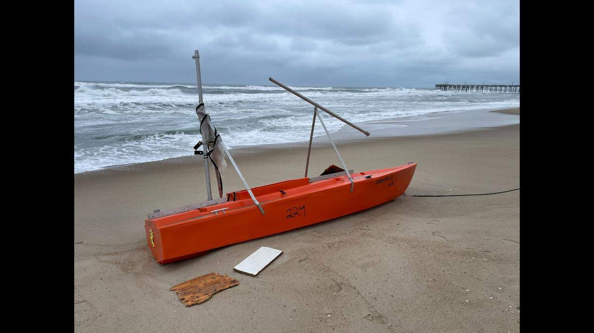 This mysterious vessel that washed ashore in Rodanthe on North Carolina’s Outer Banks on March 13. It proved to be U.S. Navy practice target boat, officials say. 