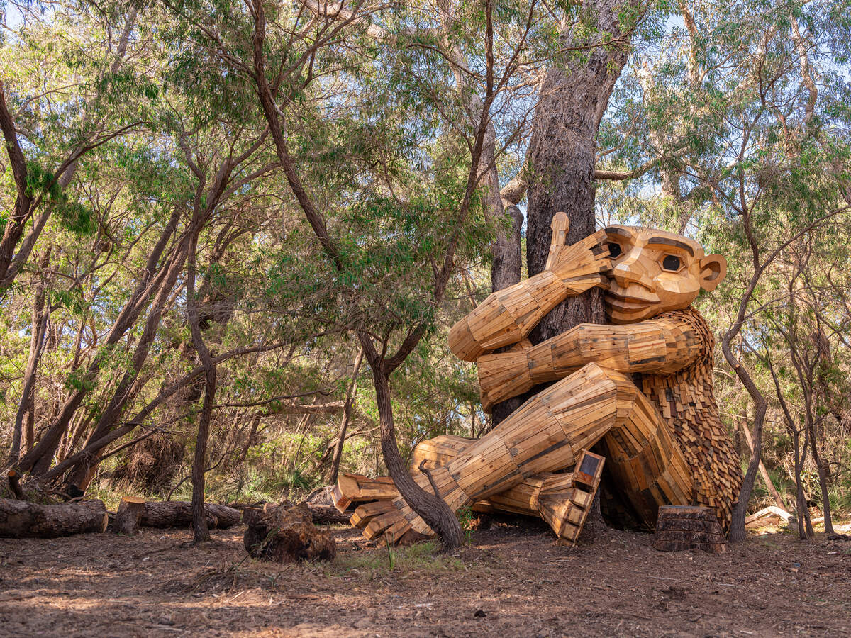 This troll is one of several trolls, created by famed troll artist Thomas Dambo, in western Australia in 2022. Five of Dambo’s trolls are headed to Dix Park this fall.