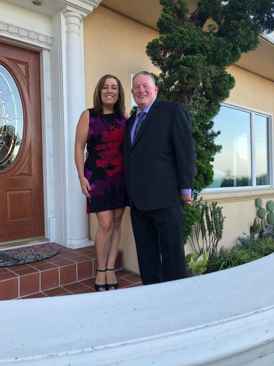 Sean Moynihan (right) and his wife, Jill, pose for an undated photo. Sean received a heart transplant from Sandor Szabo, who died last August after being punched in the face outside of New York City. Prosecutors have charged Wake Forest assistant basketball coach Jamill Jones with third degree assault in connection with Szabo’s death.