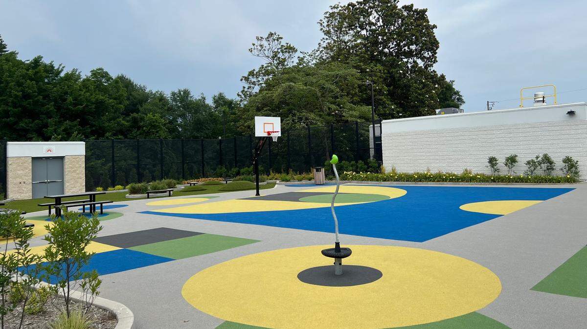 A turf basketball court and play space for patients at The Hope Center are available to them when they are receiving treatment. More additions for the area could be added in the coming months.