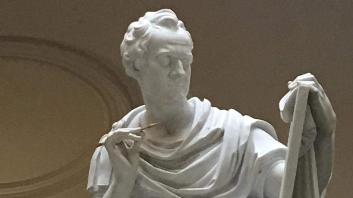 This reproduction of Antonio Canova's George Washington statue stands in the Capitol rotunda in downtown Raleigh. The original was commissioned by the state government and planned by Thomas Jefferson, but it was destroyed by fire in 1831. Xavier Salomon's new book "Canova's George Washington"  tells the story of what would have been one of the most important pieces of American sculpture.