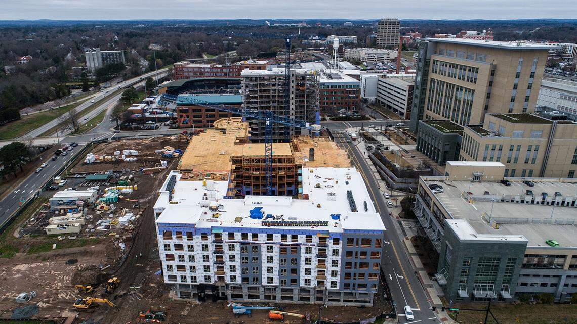 Hundreds of apartments, like the ones shown in this picture, are being built near Durham Bulls Athletic Park in downtown Durham. Plans from a Charlotte-based developer show that hundreds more could be on the way for one of the few remaining in-fill parcels in downtown Durham.