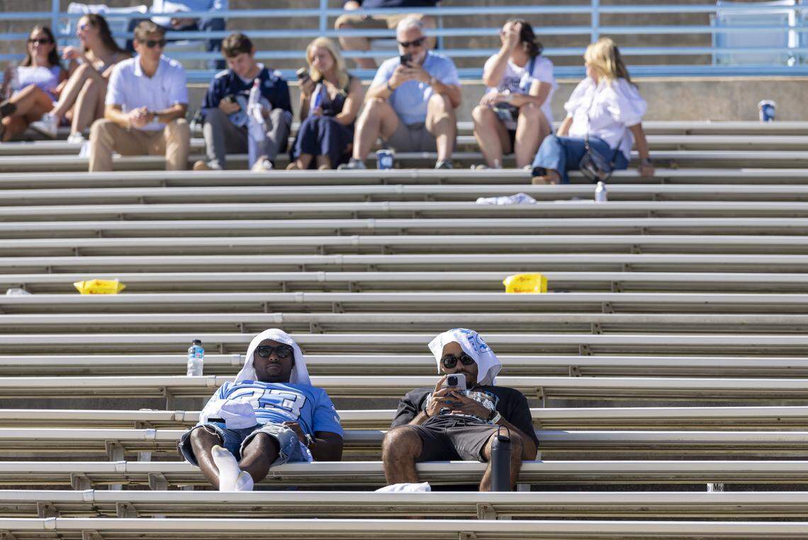 Down 35-3 to Clemson, the Tar Heels’ students section is devoid of fans during the third quarter on Saturday, October 4, 2025 at Kenan Stadium in Chapel Hill, N.C.