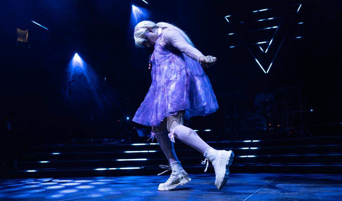 Rainbow Kitten Surprise in concert at Raleigh, N.C.’s Lenovo Center, Saturday night, Oct. 26, 2024.