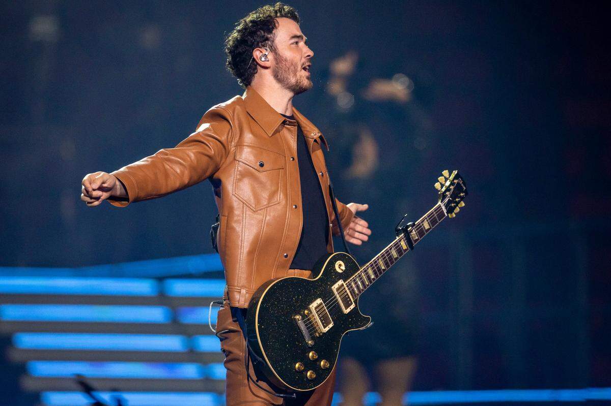 Kevin Jonas takes the stage during their “Five Albums, One Night” tour stop at the PNC Arena on Thursday, September 28, 2023 in Raleigh, N.C.