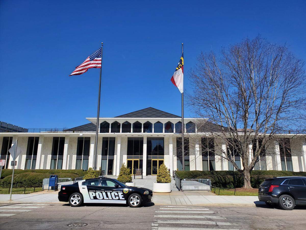 The North Carolina Legislative Building in downtown Raleigh, pictured on Feb. 1, 2022. The state budget being late in 2021 means that state tax processing is also delayed.