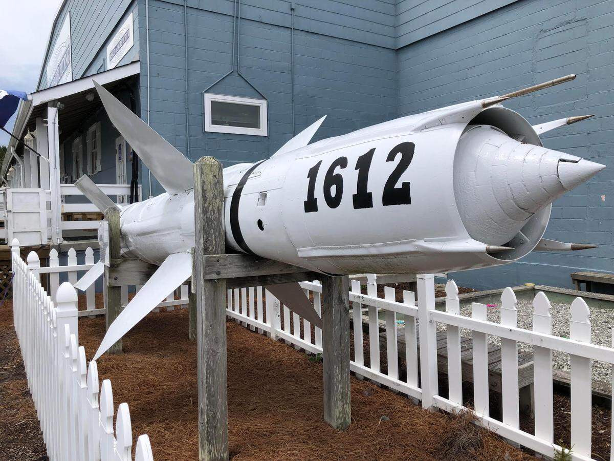 An anti-aircraft missile is on display outside the Missiles and More Museum on Topsail Island. The museum is housed in the historic Assembly Building, the base of the U.S. Navy’s “Operation Bumblebee” after World War II.