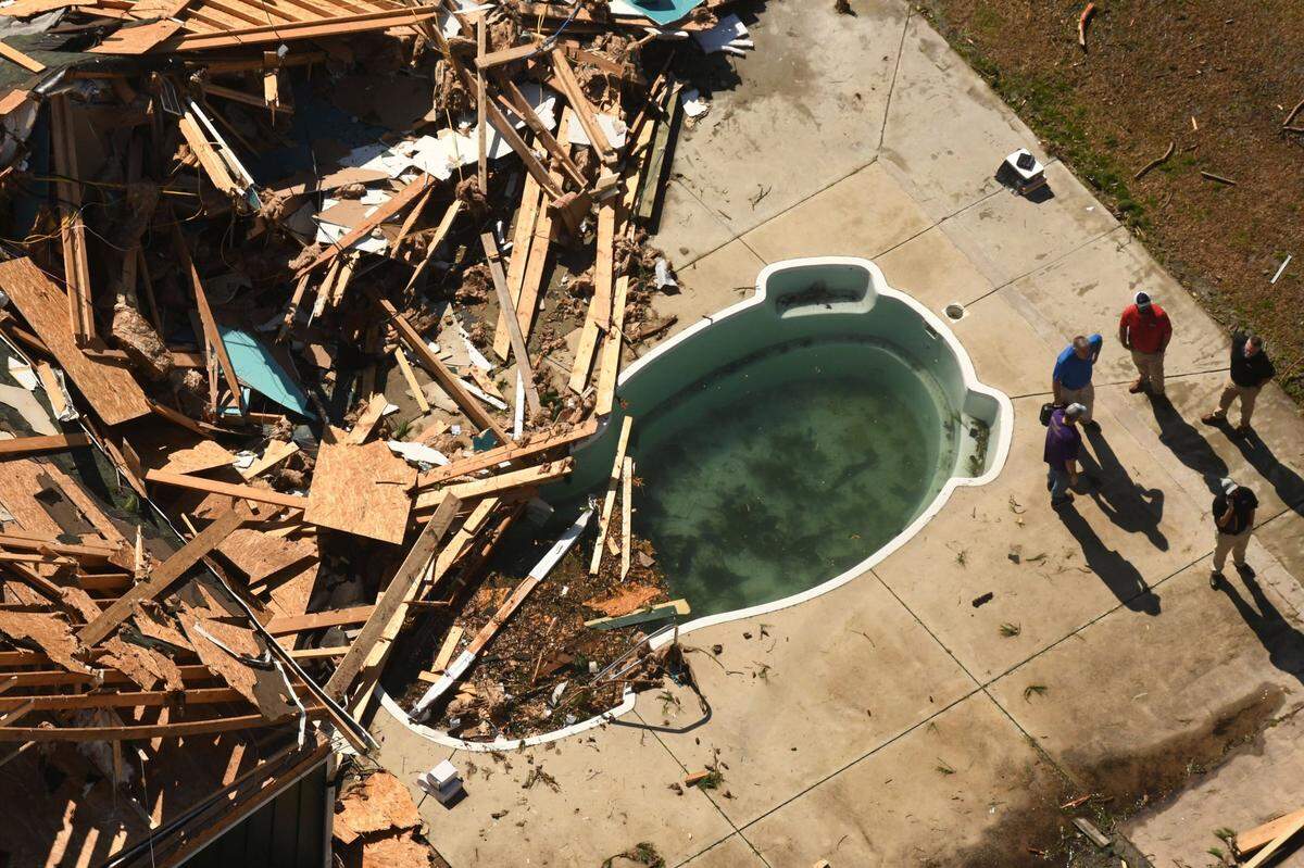 This aerial photo shows the devastation Tuesday Feb. 16, 2021, in the Ocean Ridge Plantation area of Brunswick County, N.C. following a tornado.