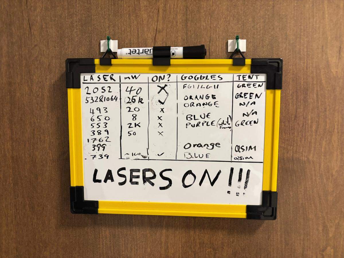 A sign posted outside the Duke Quantum Center’s labs in Durham, NC on Dec. 16., 2024.