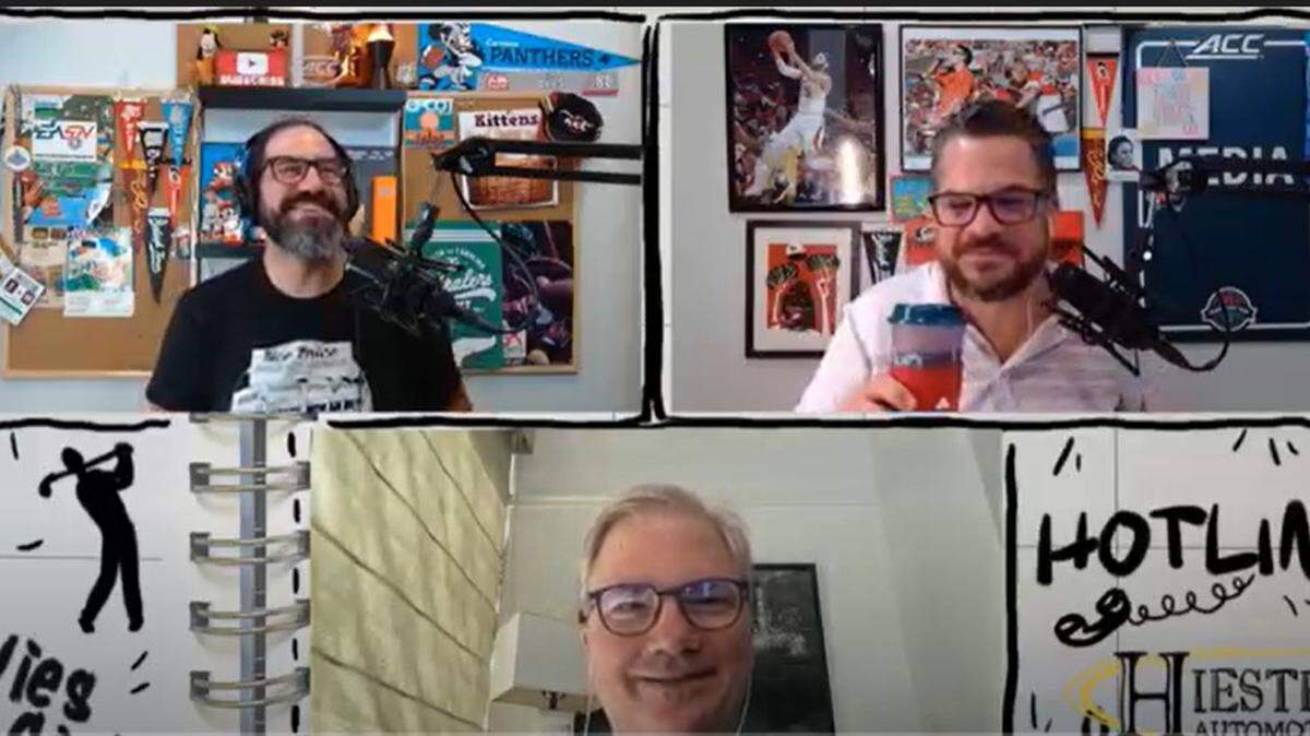 Holden Thorp joins Joe Ovies (left) and Joe Giglio (right) on the O+G podcast.