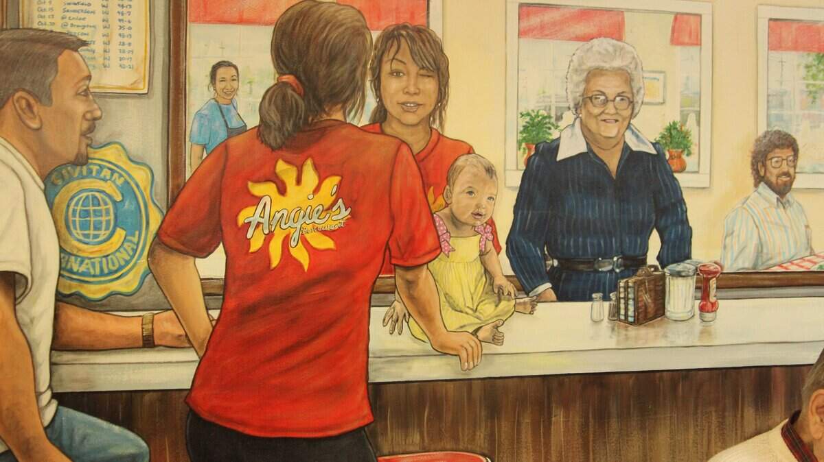A mural painted at Angie’s Restaurant in Garner.