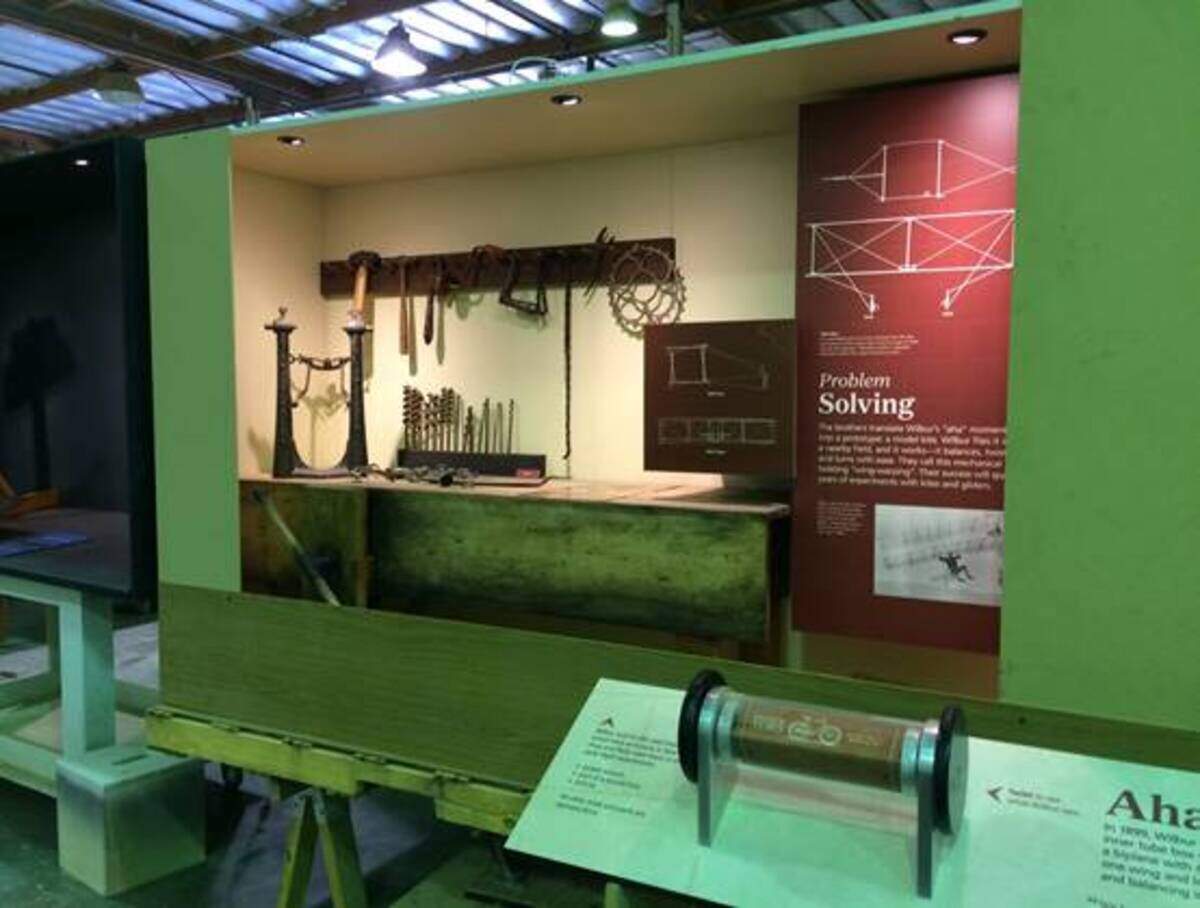 This new exhibit case will show a reproduction of the Wrights’ bicycle shop.