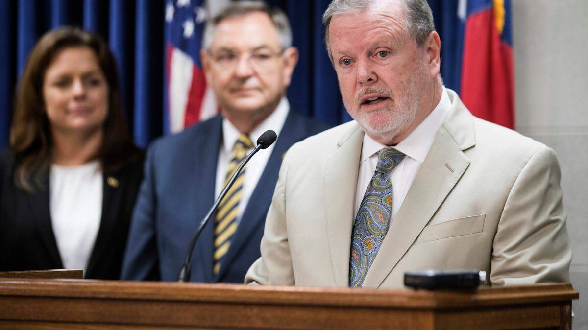 N.C. Senate leader Phil Berger discusses Gov. Roy Cooper’s veto of the budget with the media on Friday, June 28, 2019.