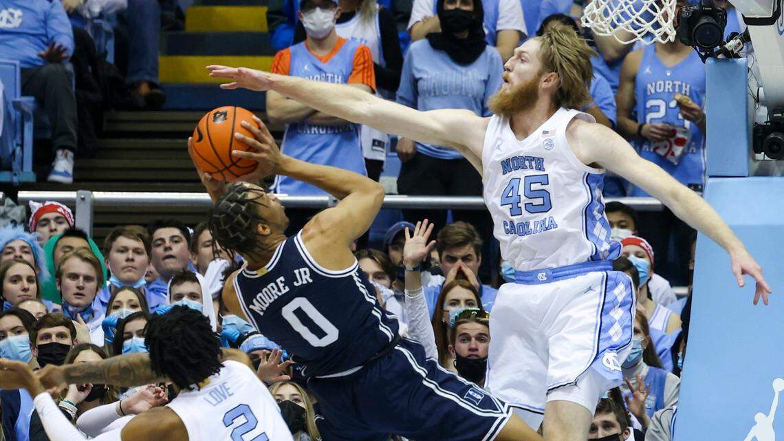 during the first half of UNCís game against Duke Saturday, Feb. 5, 2022 at the Dean Smith Center.