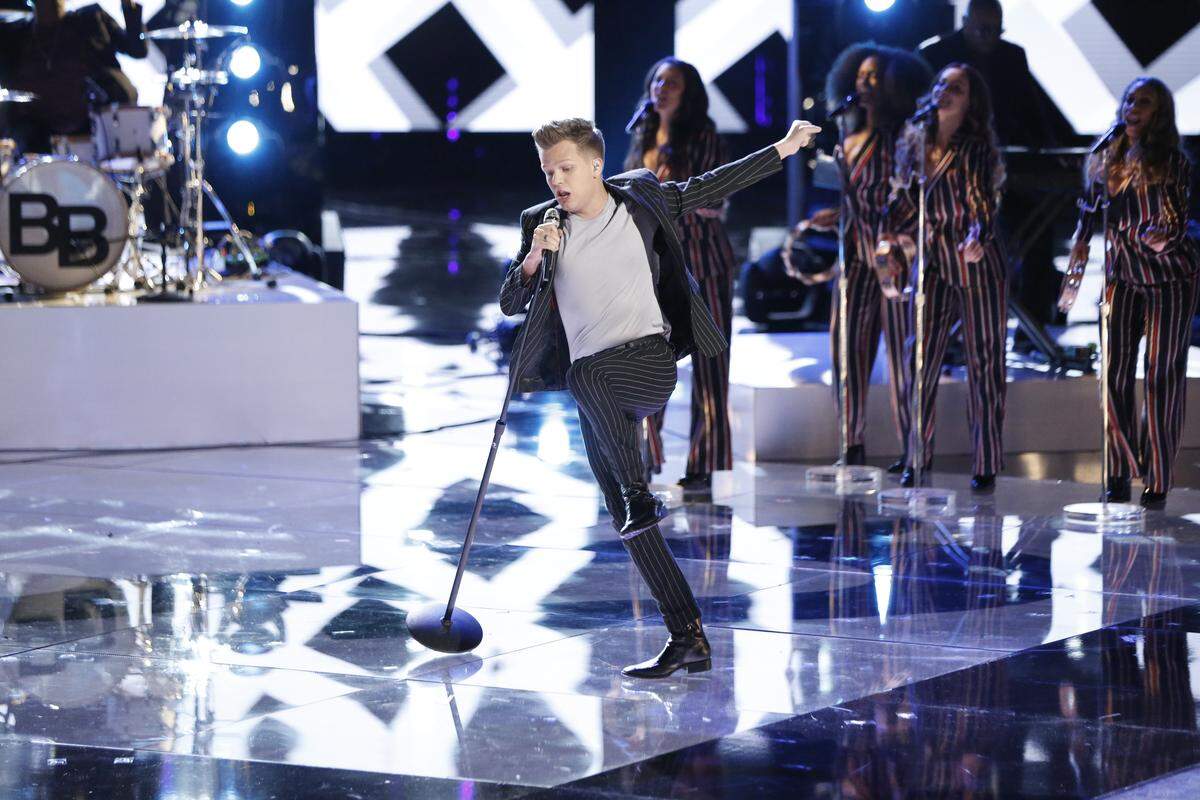 Britton Buchanan performs in Monday night's live performance finale of "The Voice" on May 21, 2018. The winner was announced Tuesday night.