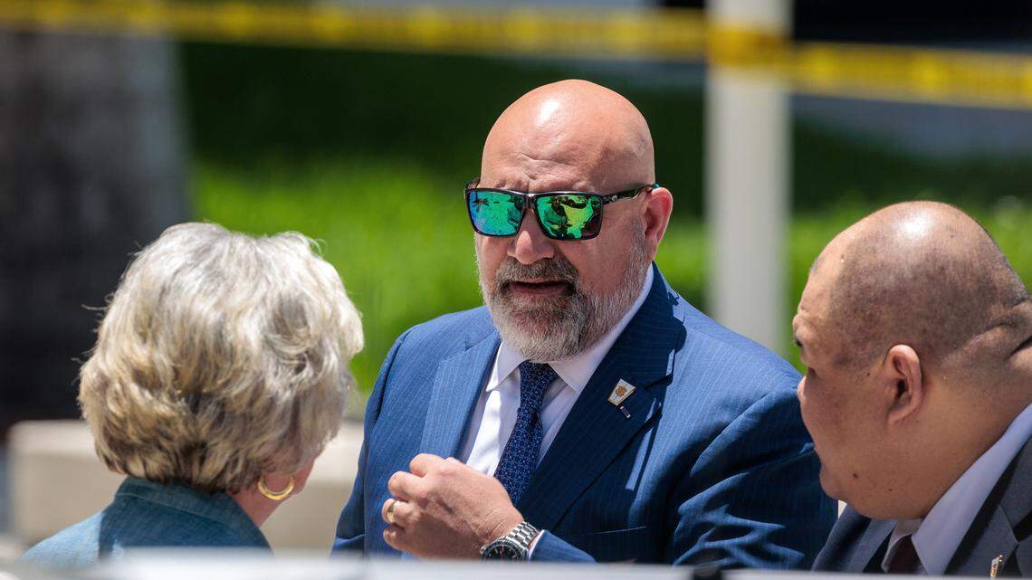 Political consultant Chris LaCivita looks on outside the Wilkie D. Ferguson Jr. U.S. Courthouse, Tuesday, June 13, 2023, in Miami, prior to former President Donald Trump making a federal court appearance on dozens of felony charges accusing him of illegally hoarding classified documents.