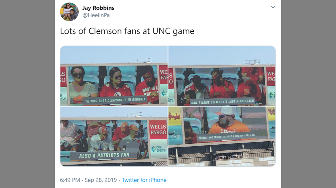UNC apologizes for poking fun at Clemson fans during Saturday’s football game