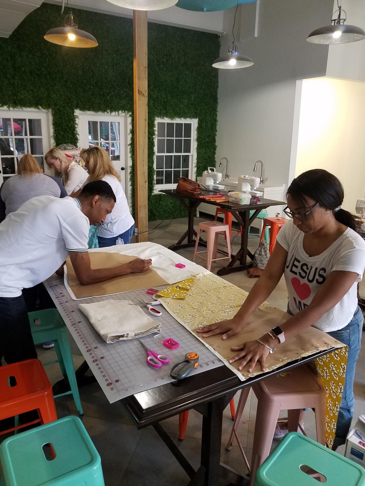 Beginning Sewing Class at the downtown Raleigh craft class studio, The Devilish Egg.