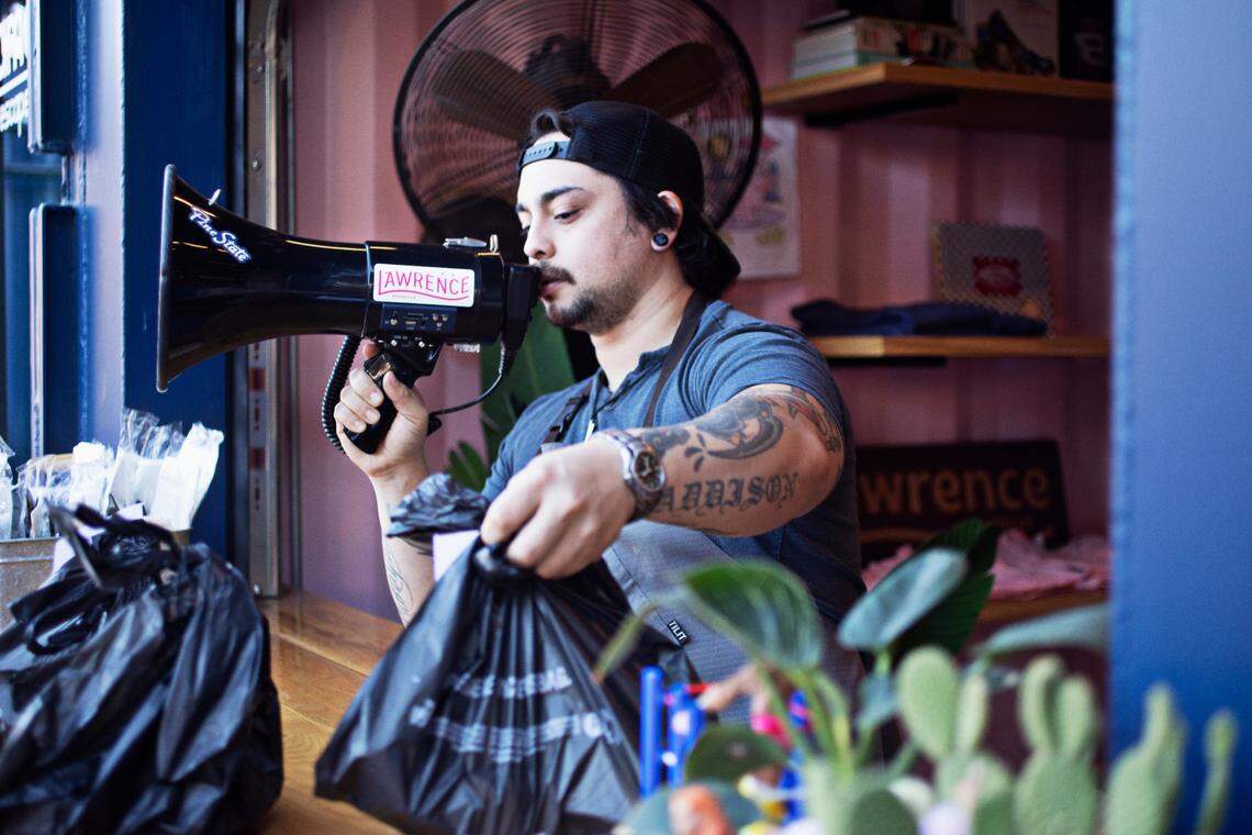 An order is called out at Lawrence BBQ, located in the new Boxyard RTP, on Friday, Dec. 3, 2021.