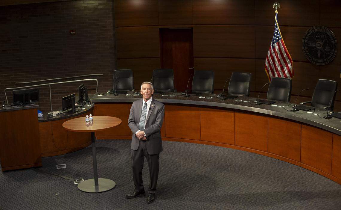 Cary Mayor Harold Weinbrecht Jr. delivers the State of Cary address on Thursday, March 5, 2026 at Town Hall in Cary, N.C.