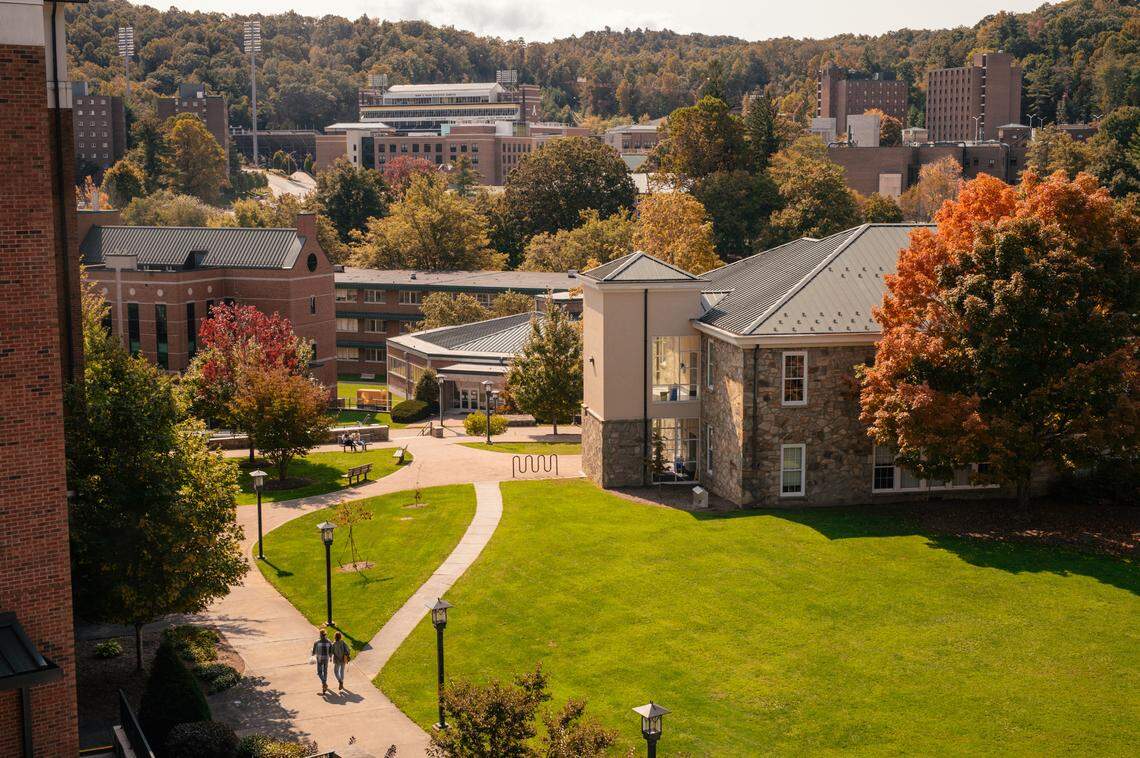 The Appalachian State University campus in Boone, N.C., was quiet on Sunday, Oct. 4, 2020. Cases of the coronavirus are spiking at the university causing many students and faculty members to call for stronger safety measures.
