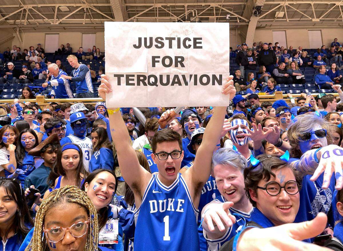 The Cameron Crazies await North Carolina before Duke’s game against UNC at Cameron Indoor Stadium in Durham, N.C., Saturday, Feb. 4, 2023.