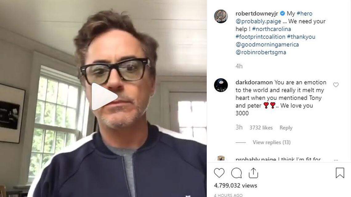 NC shark attack survivor and ‘Iron Man’ fan gets video surprise from Robert Downey Jr.
