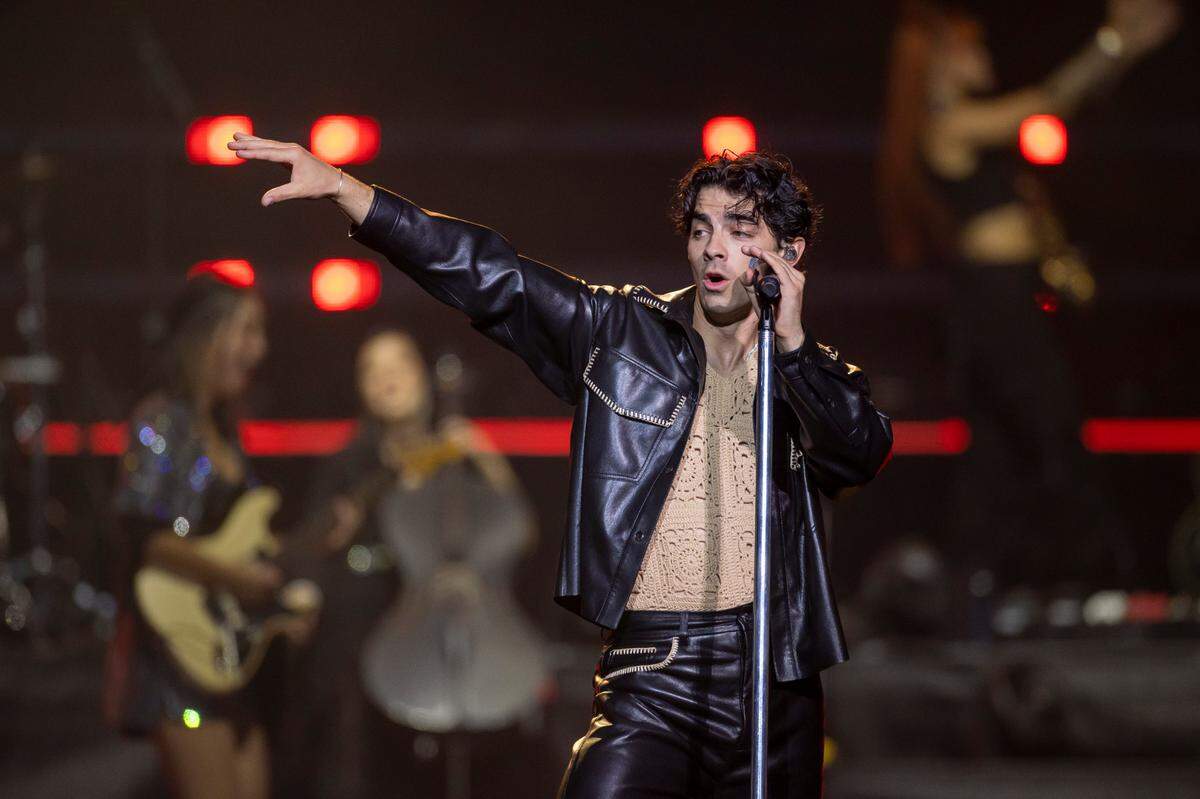 Joe Jonas performs during the Jonas Brothers’ “Five Albums, One Night” tour stop at the PNC Arena on Thursday, September 28, 2023 in Raleigh, N.C.