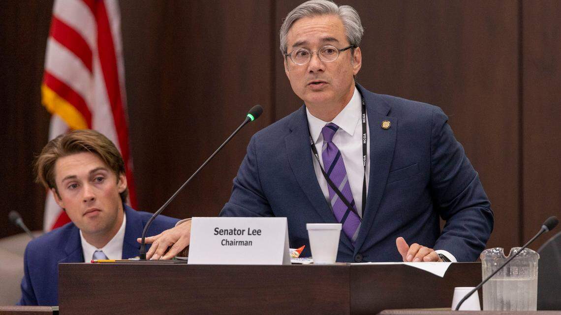 Senator Michael Lee presides over the Senate Education/Higher Education Committee during their meeting on Wednesday, May 25, 2022 in the Legislative Office Building in Raleigh, N.C.