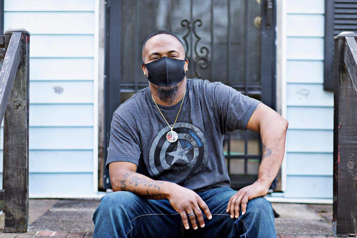 Corey Howington, who worked at QVC for five years and escaped the fire along with several co-workers, has not been able to find a comparable job since the fire. Howington is training to be a barber and hopes to open his own shop. He is pictured here outside of his Whitakers home on Thursday, March 3, 2022.