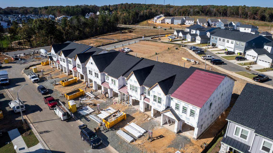 Construction is underway at the Townes at Chatham Park subdivision in Pittsboro.