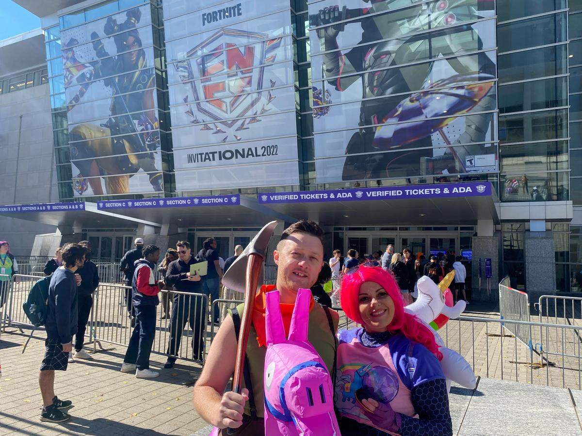 Fortnite fans outside the Raleigh Convention Center. 