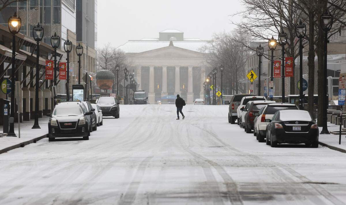 Traffic is light on Fayetteville St. in downtown Raleigh Sunday morning, Jan. 25, 2026.