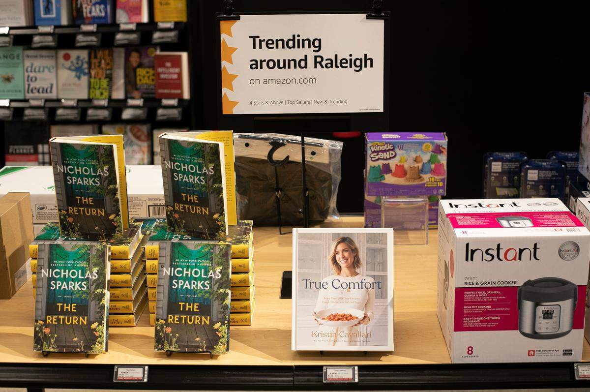 Amazon 4-star stores feature displays of their top-rated items in various categories including items that are trending around Raleigh. The Raleigh location at Crabtree Valley Mall will open to the public on Thursday, October 29, 2020.