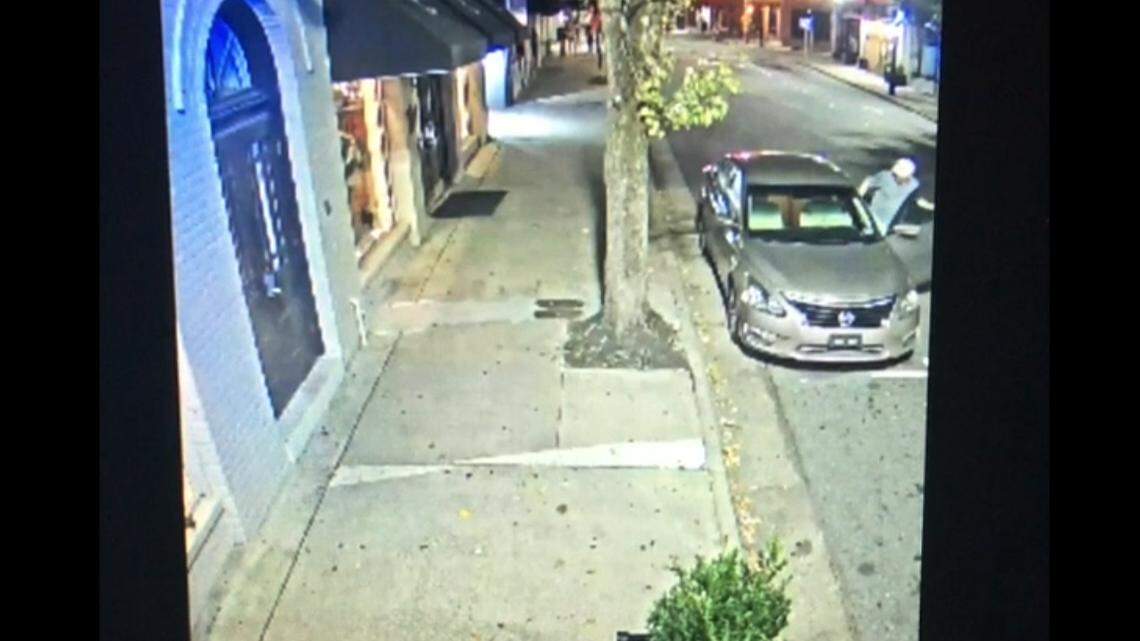 A frame from a City of Greenville street camera shows Dan Gerlach getting into a car. He drove away in the car a few seconds later. The video is timestamped 2:11 a.m. Sept. 26, 2019.