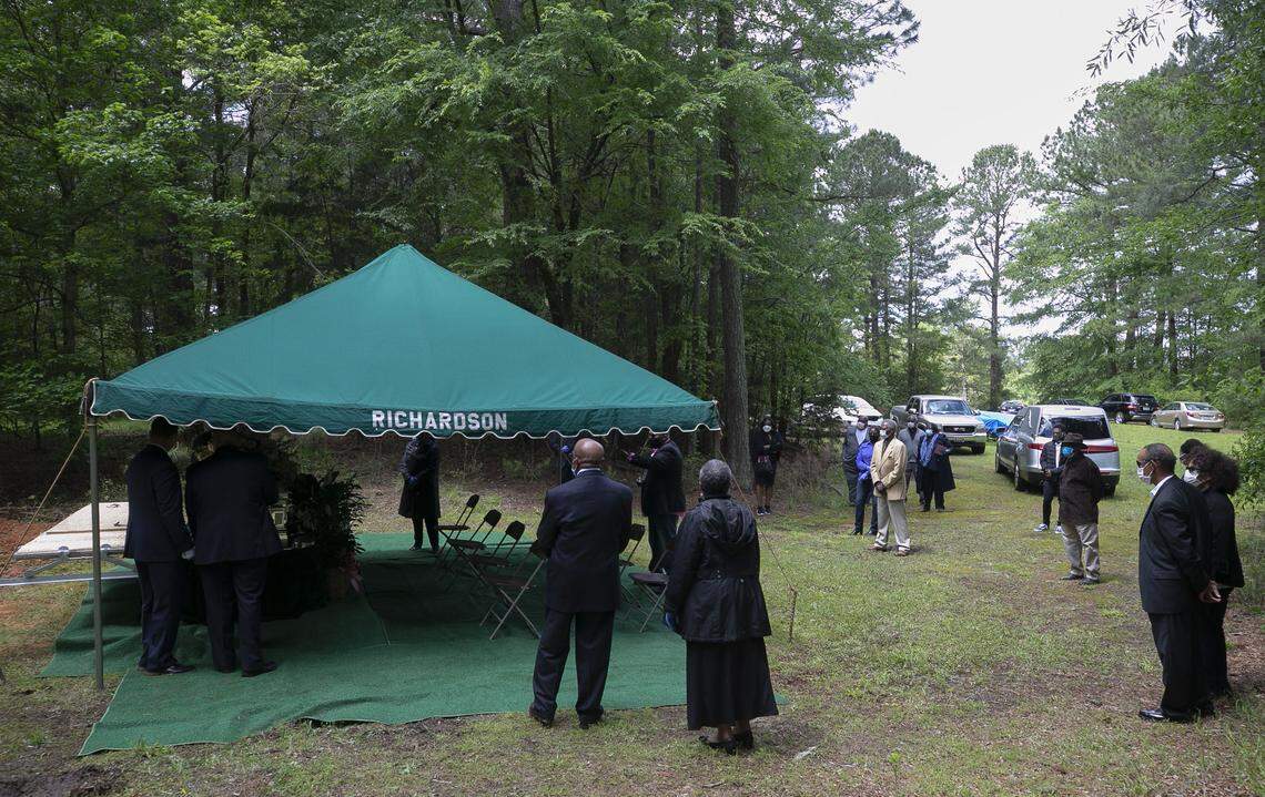The family of Cleora Ward Mann gathered in Lousiburg, N.C. where the mother of 16 children was laid to rest on Friday, May 1, 2020. Mann was among the 18 residents of Louisburg Healthcare & Rehabilitation Center that died from the COVID-19 virus last month. Under normal circumstances more than 500 people would have attended the service. Due to the spread of the coronavirus, less than 20 attended.