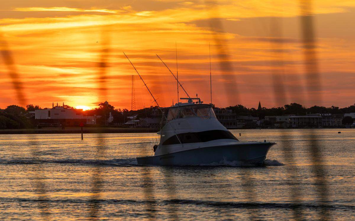 The “Kilo Charlie” fishing yacht navigates Bulkhead Channel Thursday morning, June 13, 2024 near Morehead City during the 66th Annual Big Rock Blue Marlin Tournament.