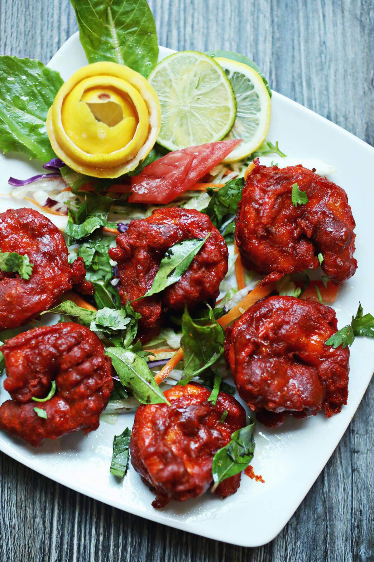 Lime & Lemon’s appetizer menu includes the Shrimp 65, made up of deep-fried shrimp marinated with a blend of chef’s special spices.