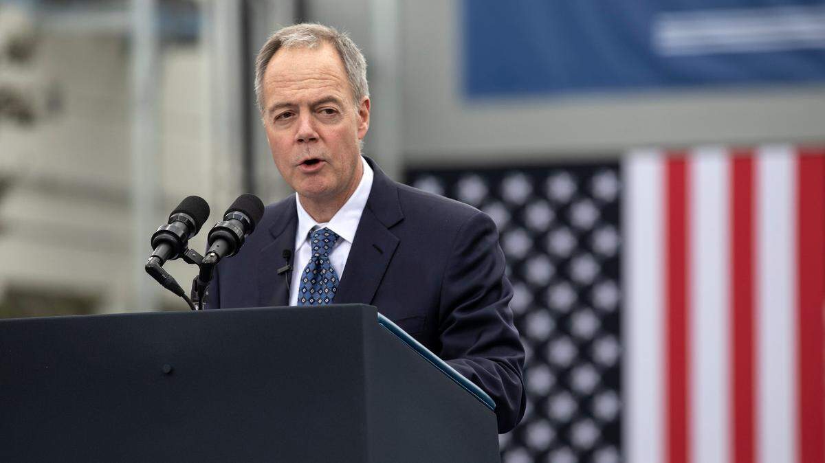 Wolfspeed CEO Gregg Lowe speaks during a visit to the company by President Joe Biden on Tuesday, March 28, 2023, in Durham, N.C.