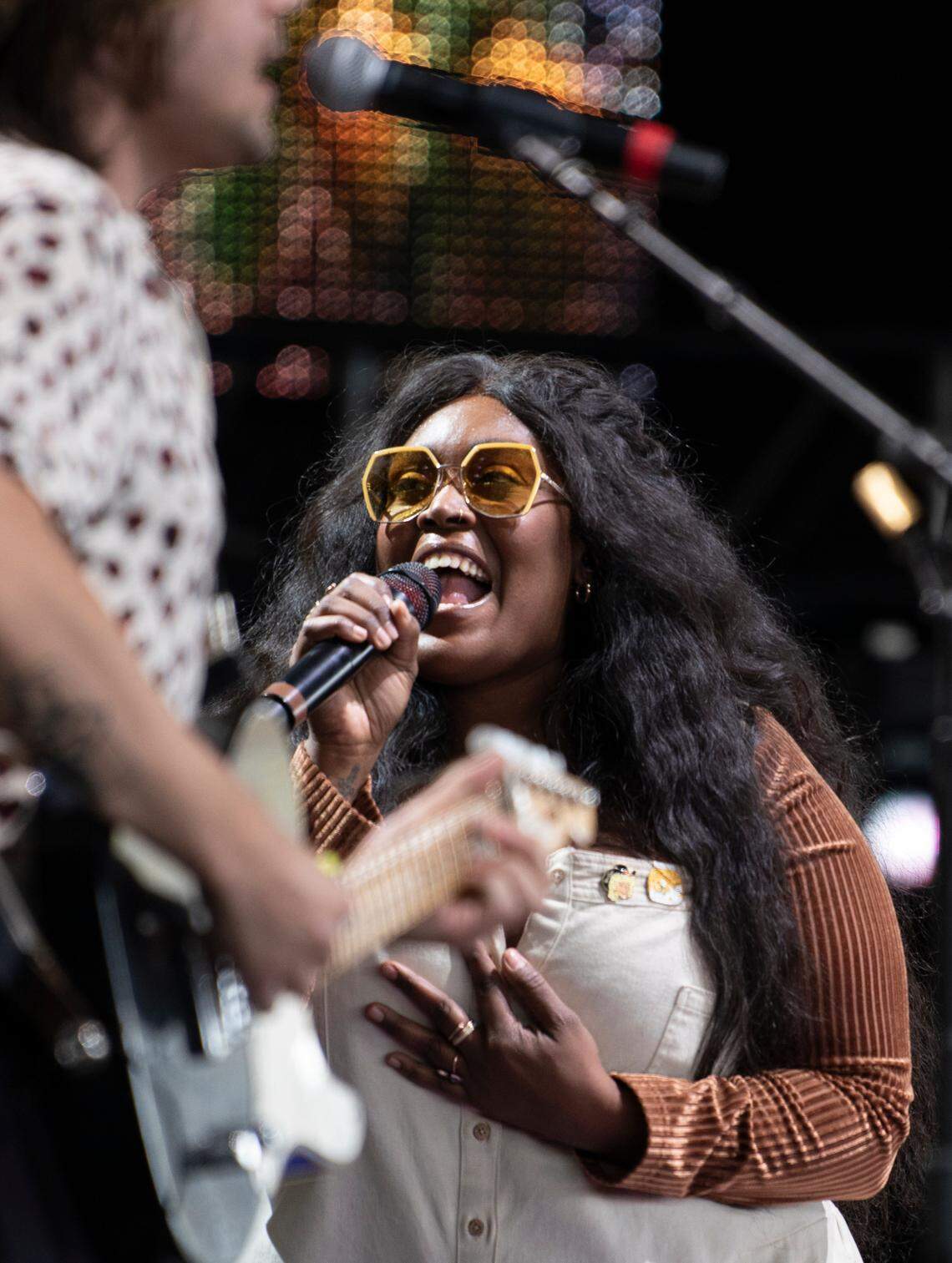 Brittney Spencer performs at Farm Aid at Raleigh, N.C.’s Coastal Credit Union Music Park at Walnut Creek, Saturday, Sept. 24, 2022.
