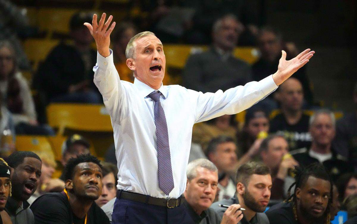 Arizona State Sun Devils head coach Bobby Hurley reacts during a game against the Colorado Buffaloes at the CU Events Center in February 2024.