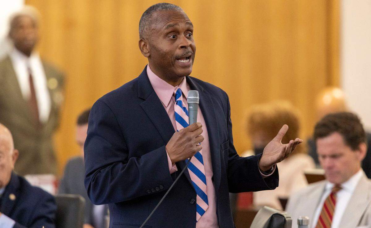 House Democratic Leader Rep. Robert Reives speaks during a House floor debate June 30, 2022 in Raleigh. Reives just won reelection.