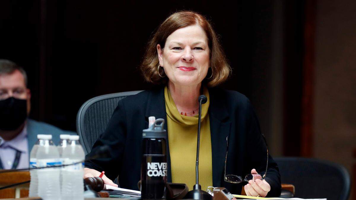 Mayor Mary-Ann Baldwin smiles during the Raleigh City Council meeting at the Municipal Building in Raleigh, N.C. Tuesday, June 15, 2021.