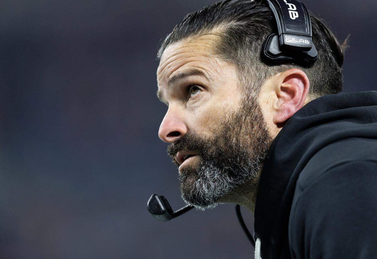 Duke head coach Manny Diaz watches from the sidelines during the second half of the Blue Devils’ 27-20 overtime win over Virginia in the ACC Football Championship on Saturday, Dec. 6, 2025, at Bank of America Stadium in Charlotte, N.C.