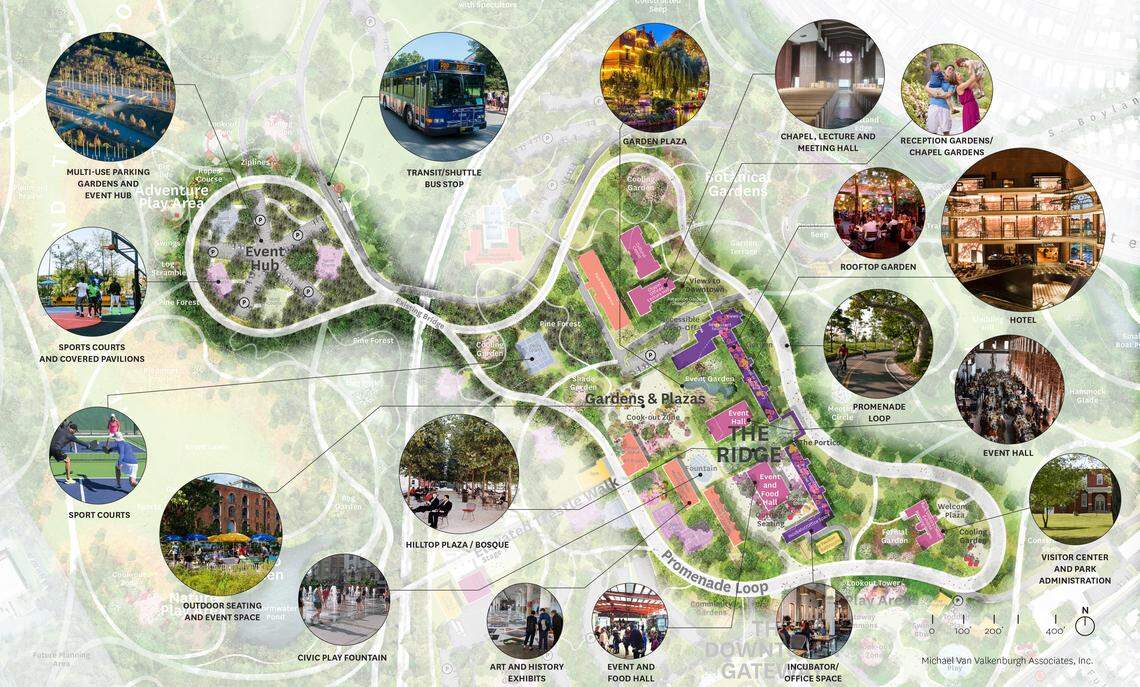 The proposed plan for The Ridge in Dix Park.