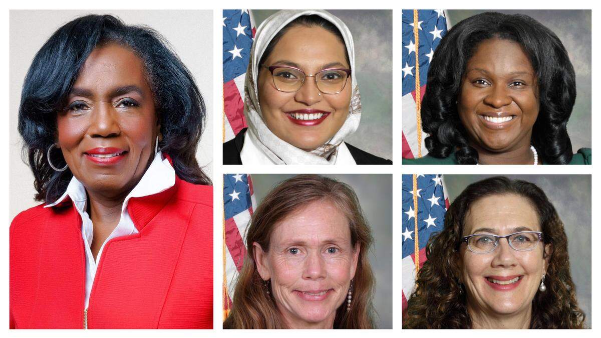 The Durham County Board of Commissioners, from left, clockwise: Brenda Howerton, chair; Nida Allam, Nimasheena Burns, Wendy Jacobs, vice chair; and Heidi Carter