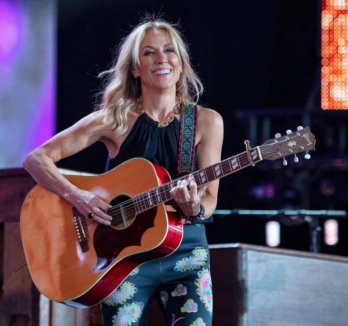 Sheryl Crow performs a set of her hits at Farm Aid at Raleigh, N.C.’s Coastal Credit Union Music Park at Walnut Creek, Saturday, Sept. 24, 2022.