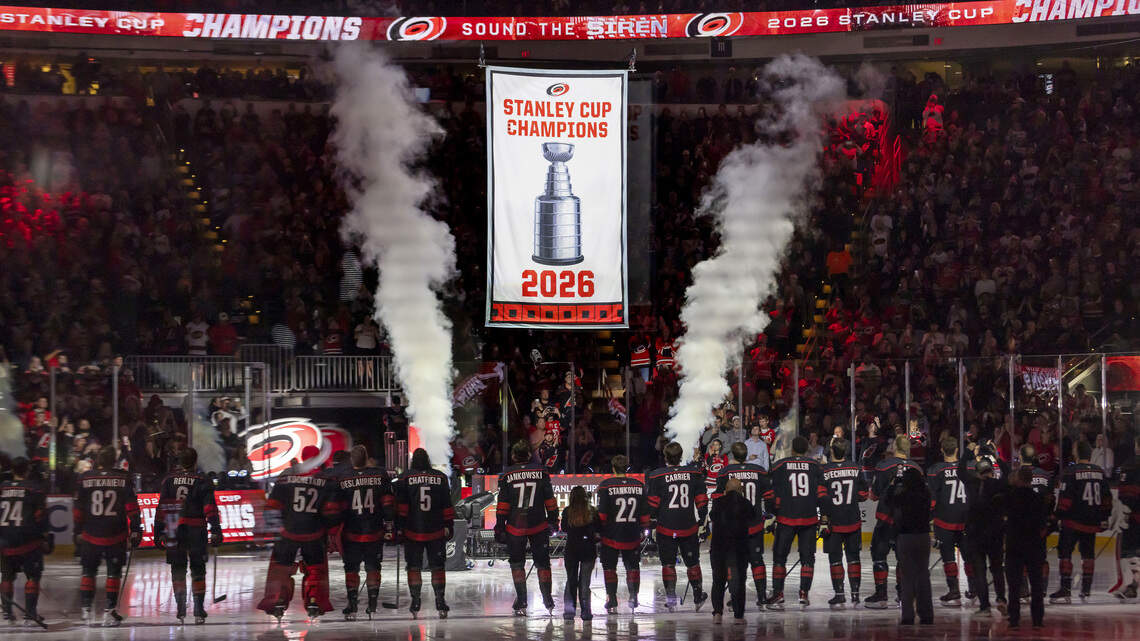 The Canes’ banner rises amid cheers — and Raleigh’s championship memories return
