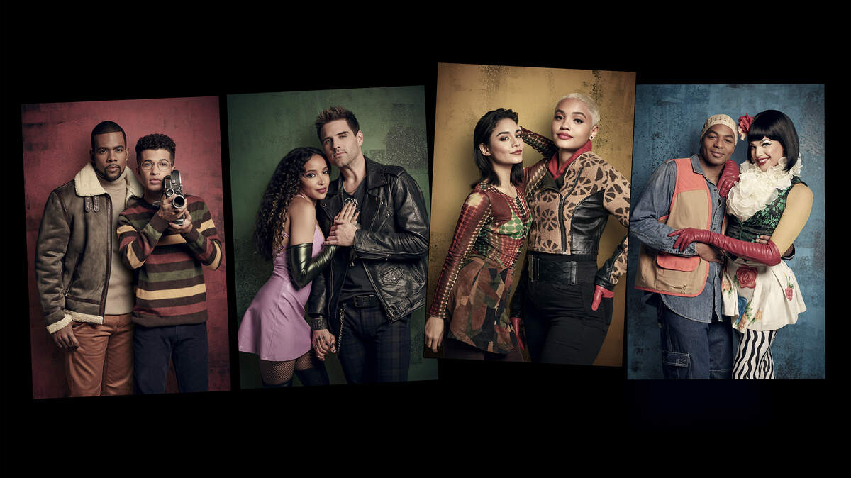 (L-R): Mario as Benjamin Coffin III, Jordan Fisher as Mark Cohen, Tinashe as Mimi Marquez, Brennin Hunt as Roger Davis, Vanessa Hudgens as Maureen Johnson, Kiersey Clemons as Joanne Jefferson, Brandon Victor Dixon as Tom Collins and Valentina as Angel Dumont Schunard in “Rent: Live” airing Jan. 27 on Fox.